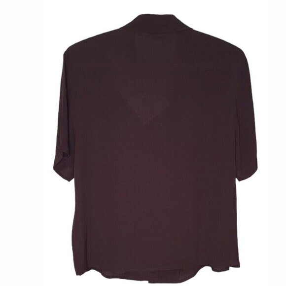 Frank And Oak Women's Blouse Size XS/XXS Short Sleeve Brown Fluid Camp Collar - Picture 5 of 10